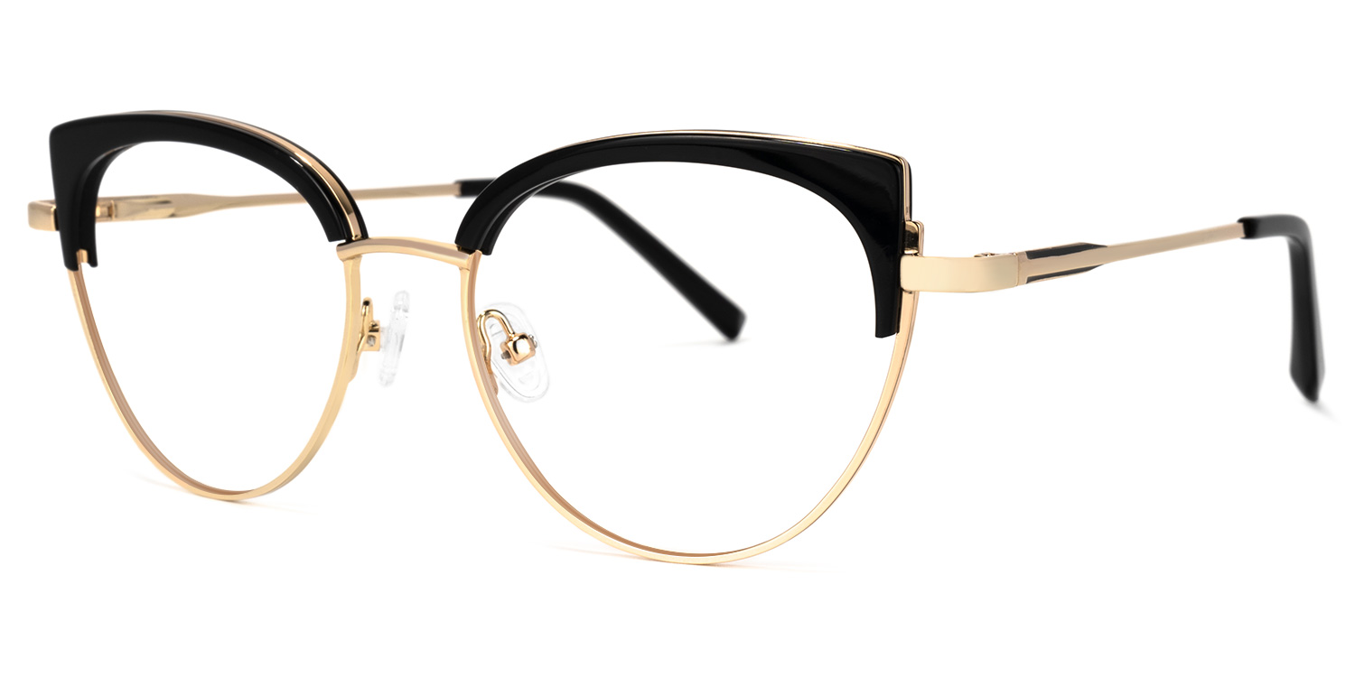 Lorchen Schwarz-Gold Cateye Brille1