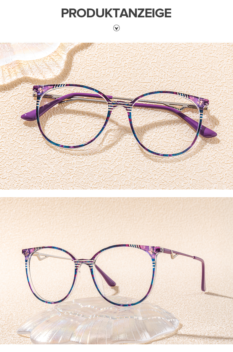 Babbage Blumendruck-Lila Rund Brille
