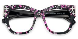 Minfia Schwarz-Sternmuster Quadratisch Brille3