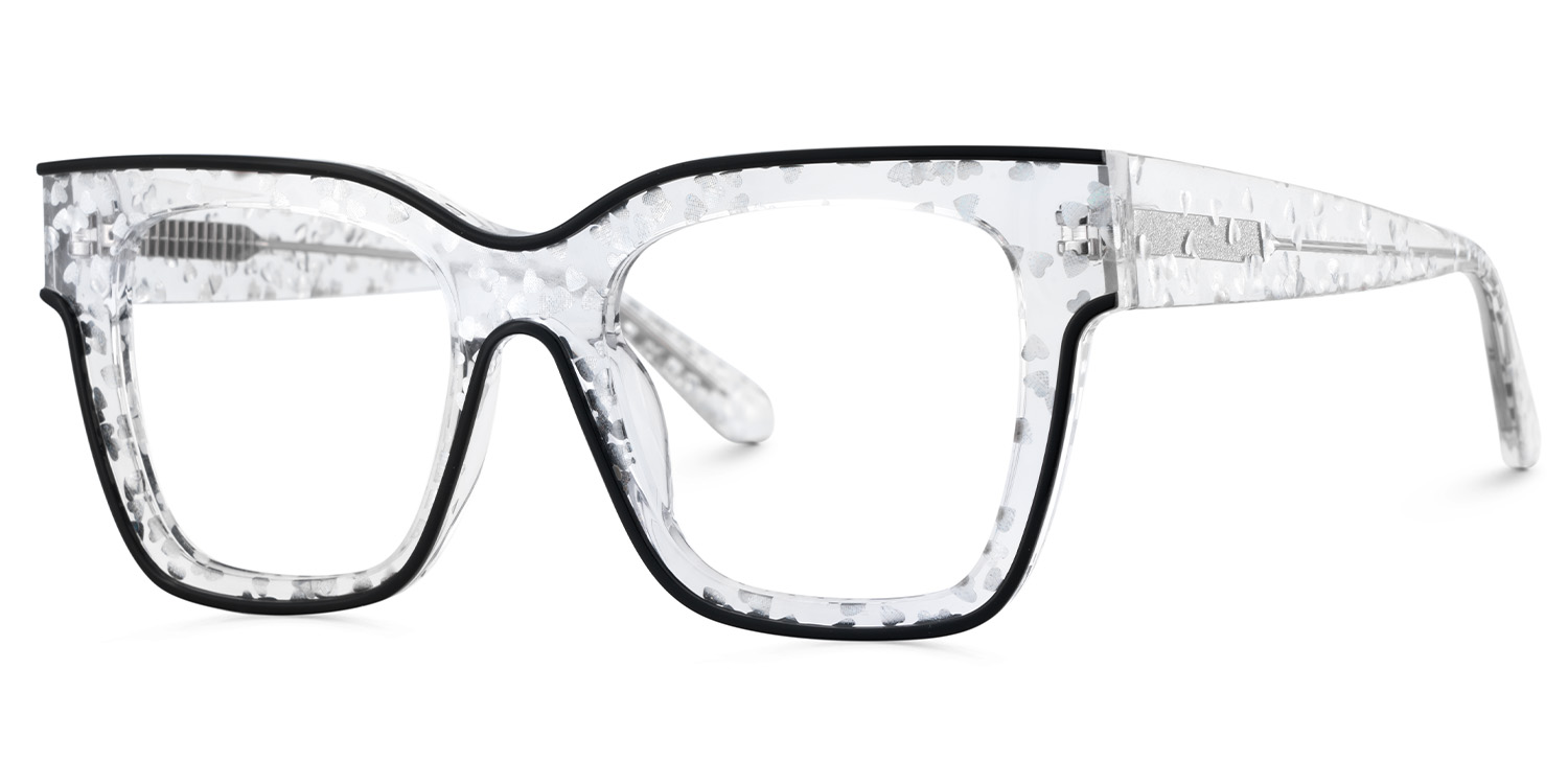 Zerica Schwarz Kristall Quadratisch Brille2