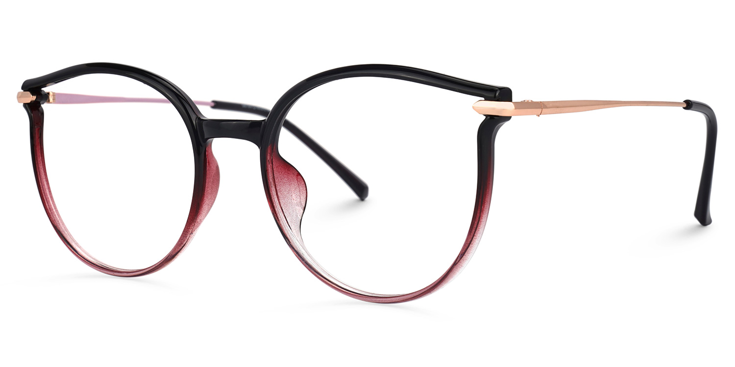 Yadejah Schwarz-Rot Cateye Brille1
