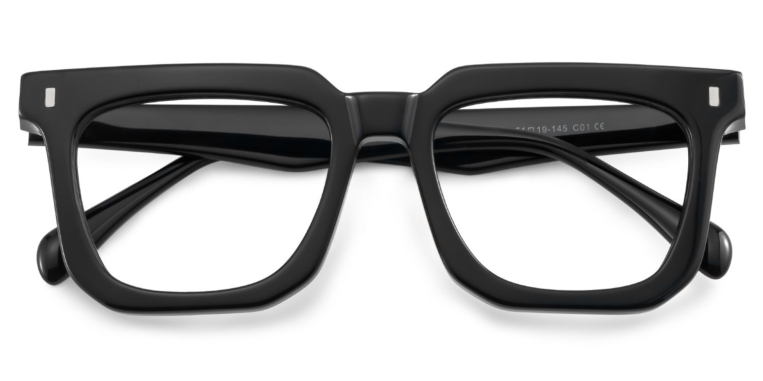 Lukas Schwarz Rechteckig Acetat Brille2