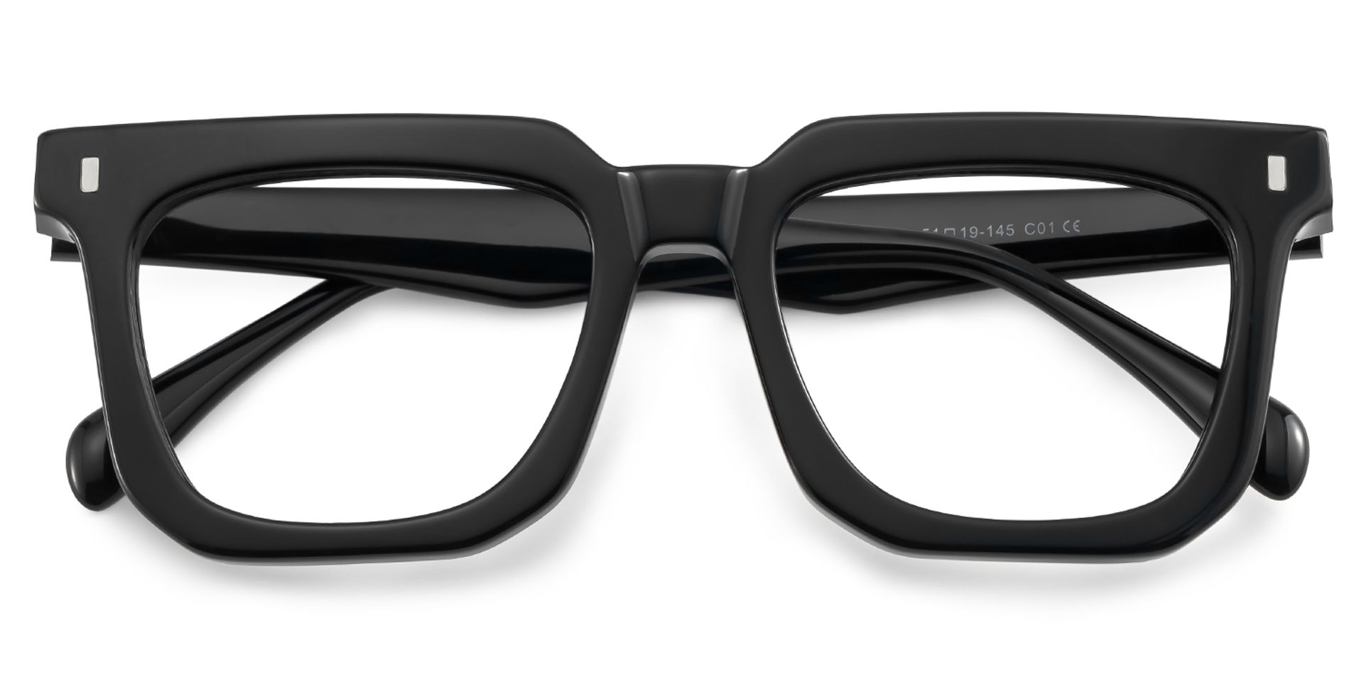 Lukas Schwarz Rechteckig Acetat Brille2