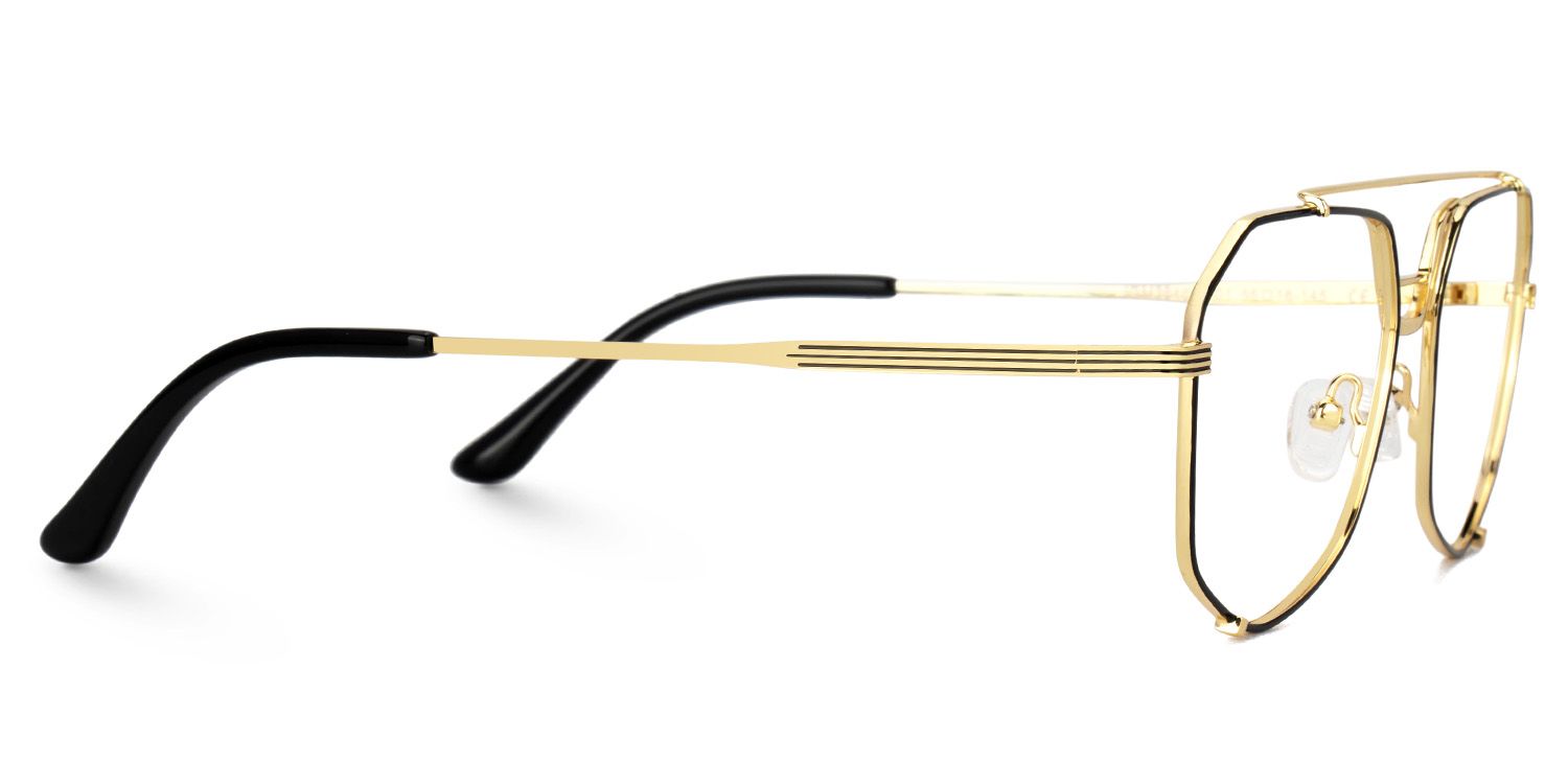 Beethoven Schwarz-Gold Pilot Metall Brille3