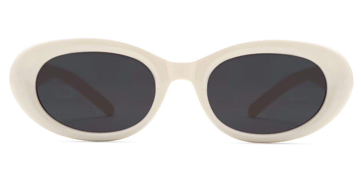 Shirley Weiß Oval Sonnenbrille0