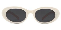 Shirley Weiß Oval Sonnenbrille0