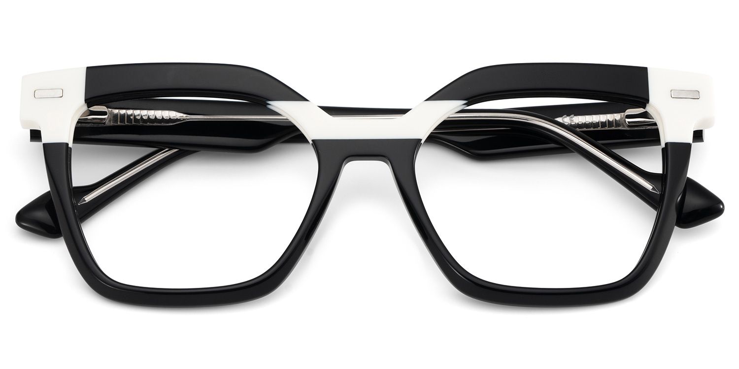 Nidia Schwarz-Weiß Quadratisch TR90 Brille3