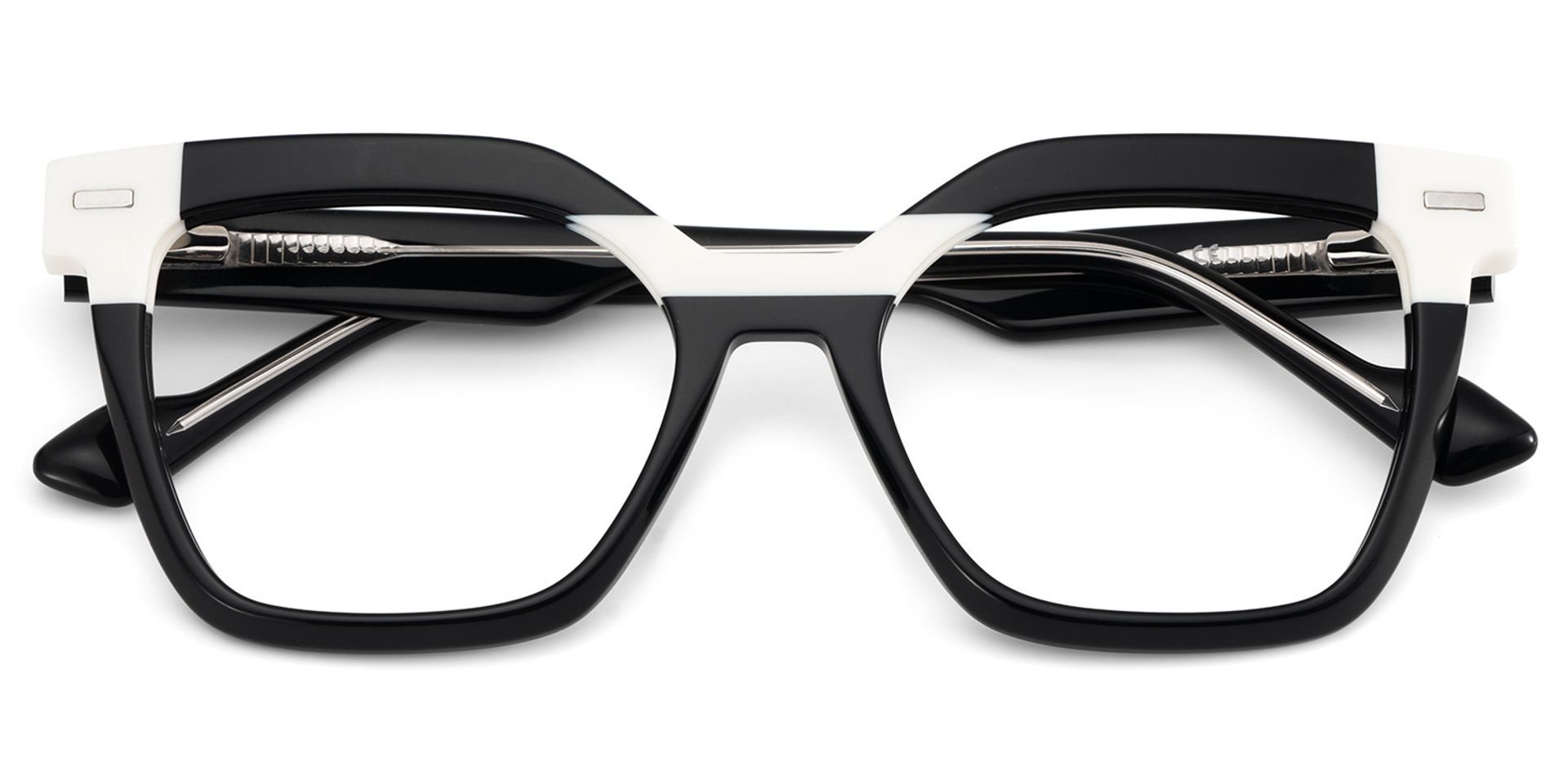 Nidia Schwarz-Weiß Quadratisch TR90 Brille3