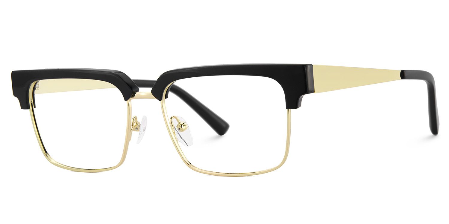 Gerena Schwarz-Gold Browline Gemischte-Materialien Brille2