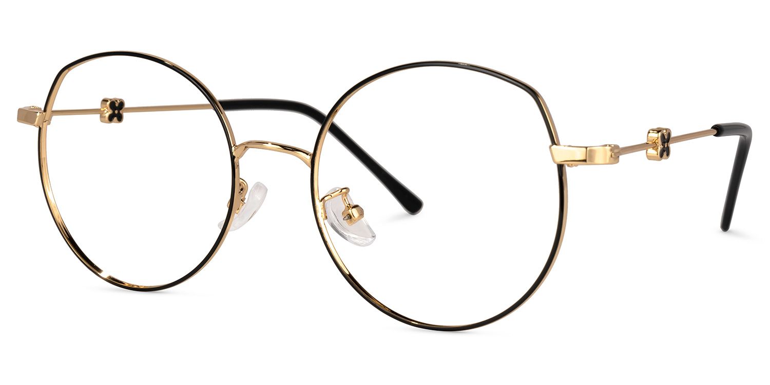 Early Schwarz-Gold Rund Brille1
