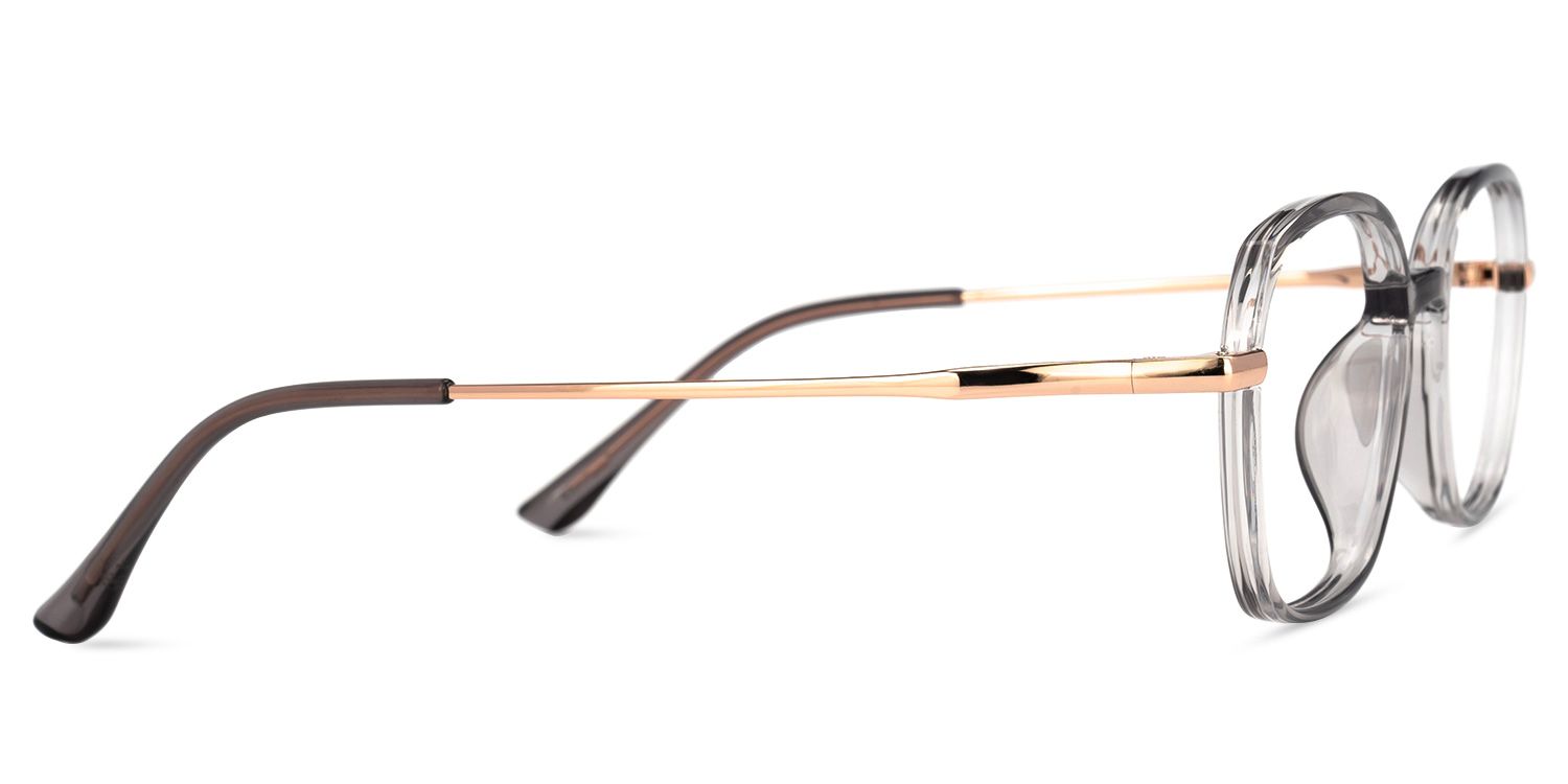 Maisie Grau Klar Quadratisch Brille2