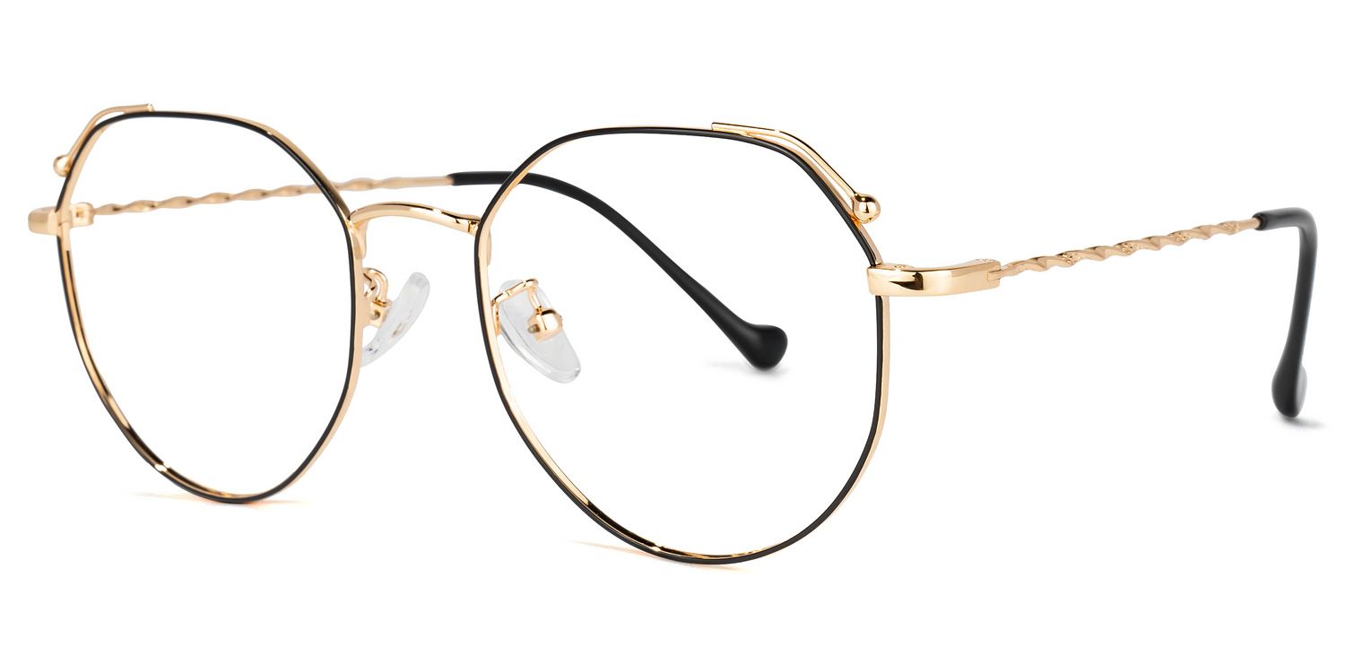Kellee Schwarz-Gold Geometrisch Brille1