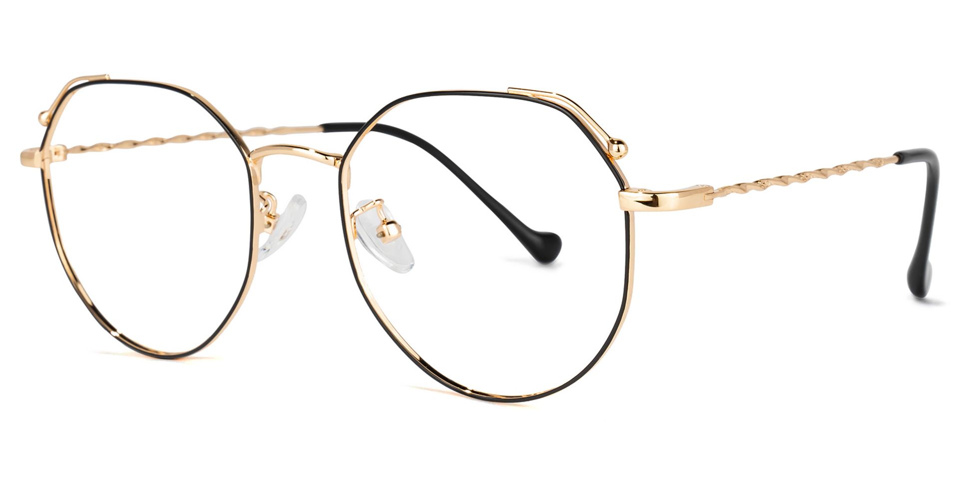 Kellee Schwarz-Gold Geometrisch Brille1
