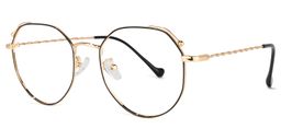 Kellee Schwarz-Gold Geometrisch Brille1