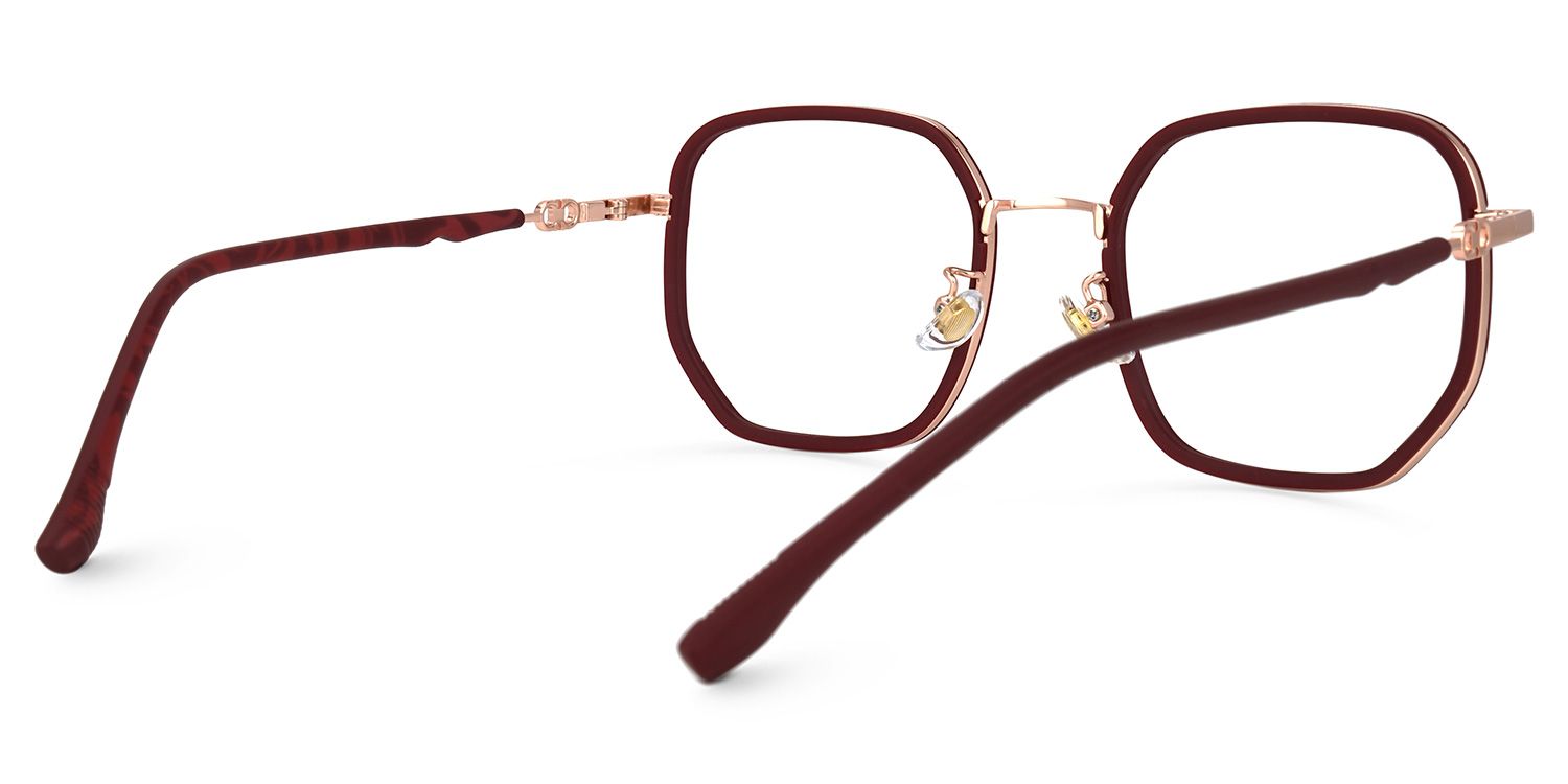 Kimi Dunkelrot Geometrisch Brille2