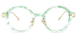 Dylan Grüne Blumendruck Klar Runde Brille0