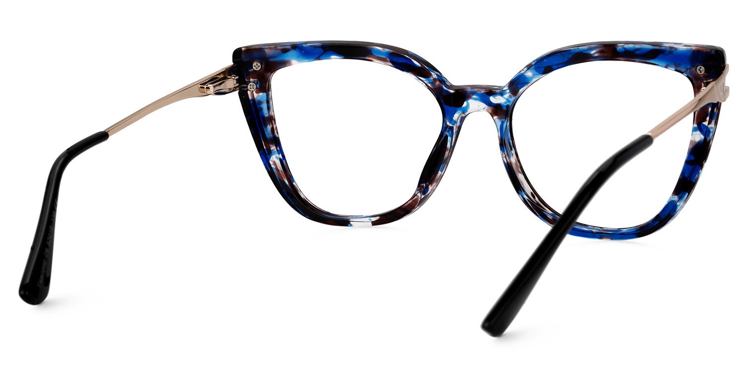 Caitlyn Blumendruck-Blau Cateye Brille4