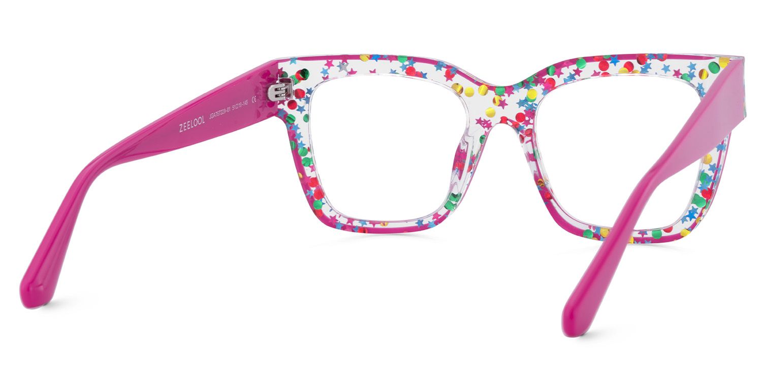 Zerica Rosa-Rot Quadratisch Acetat Brille5