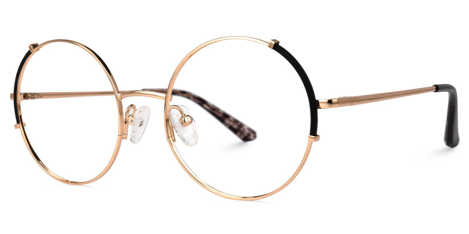 Rindy Schwarz-Gold Rund Brille1