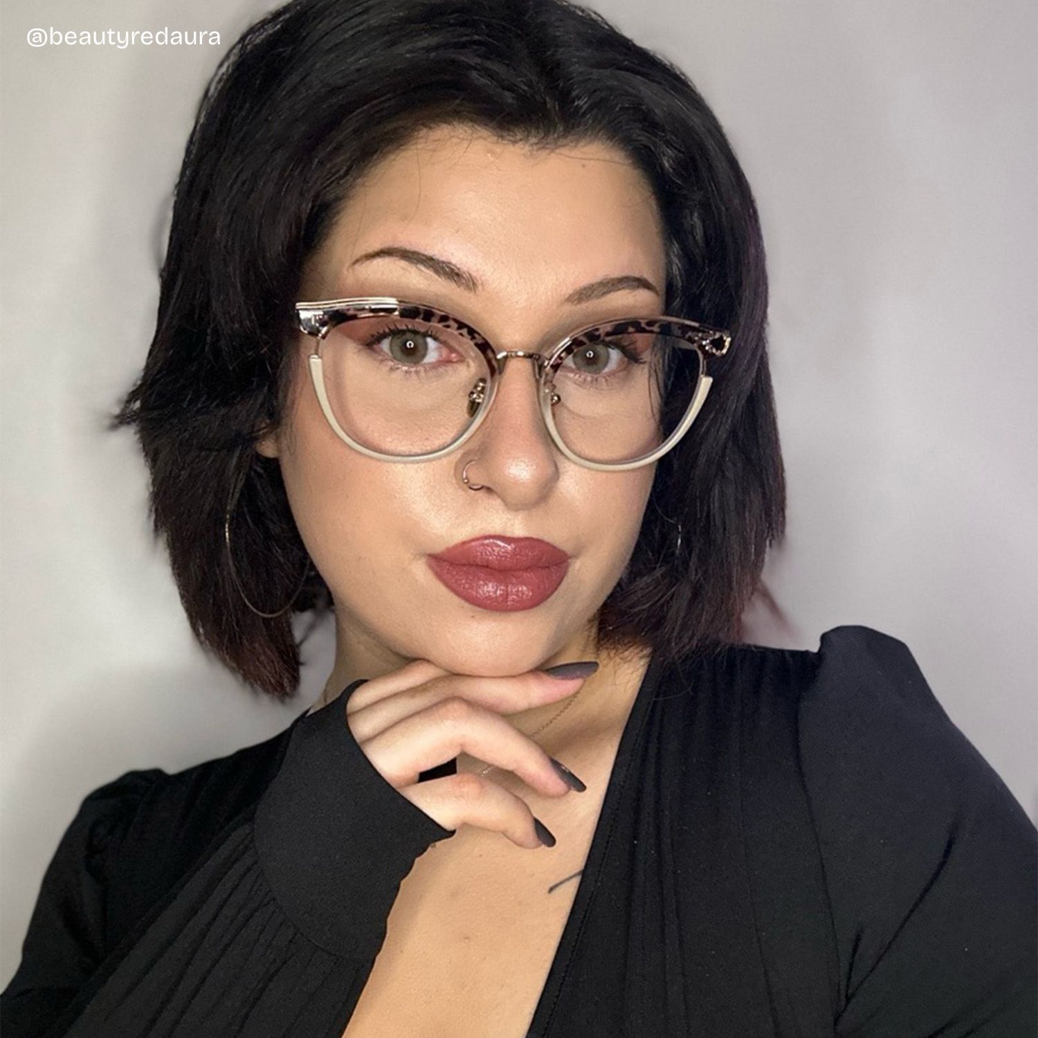 Laraine Beige Cateye Brille6