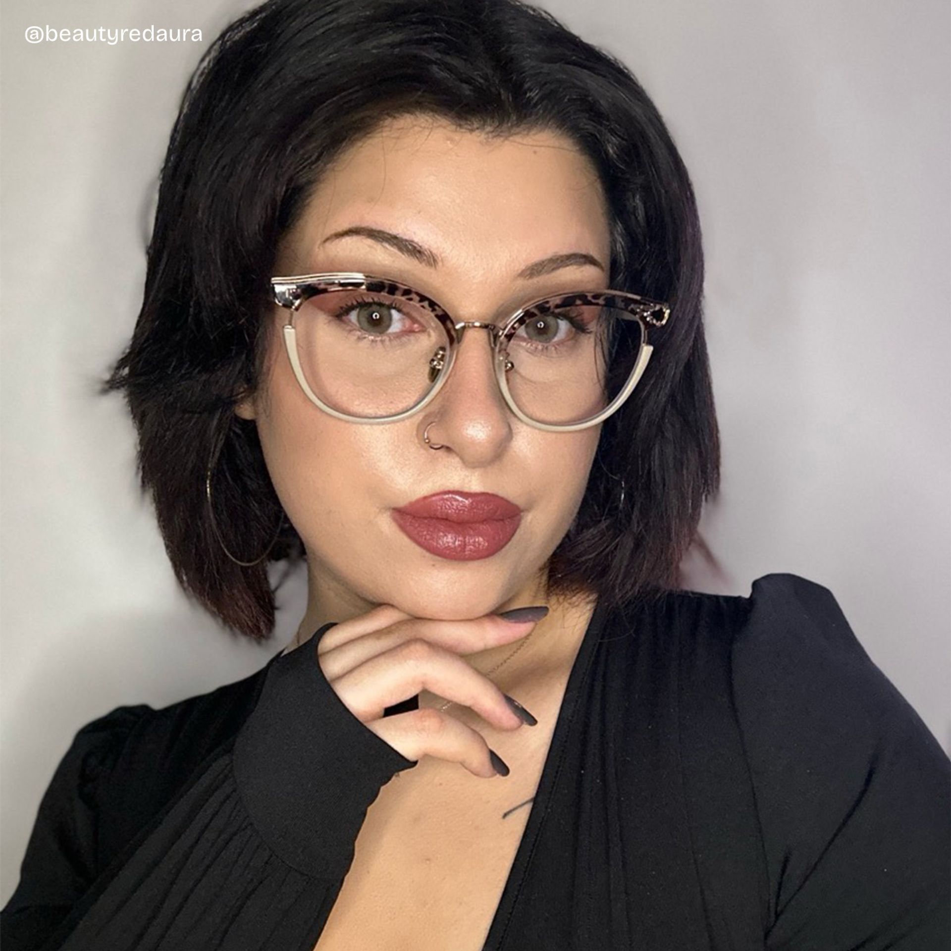 Laraine Beige Cateye Brille6