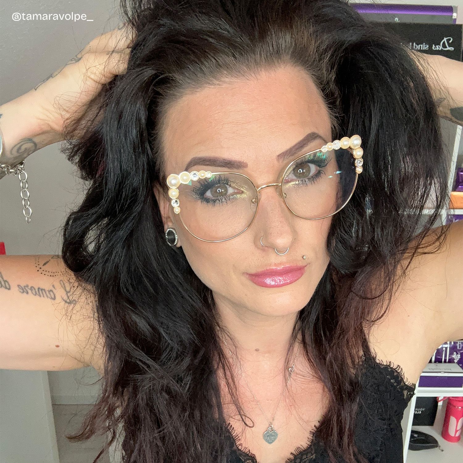 Wallice Gold Cateye Metall Brille7