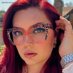 Malcolm Rosa-Leopard Rechteckig Brille9