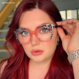 Malcolm Rosa-Leopard Rechteckig Brille7