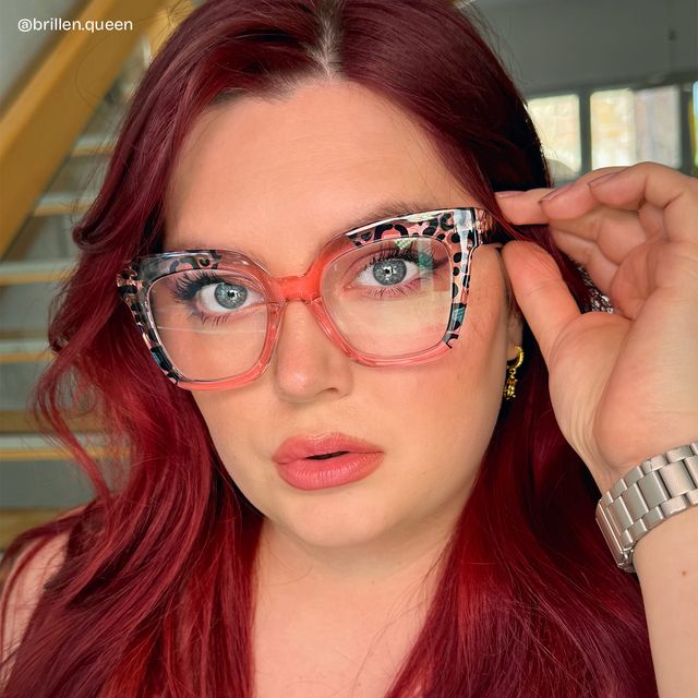 Malcolm Rosa-Leopard Rechteckig Brille hover
