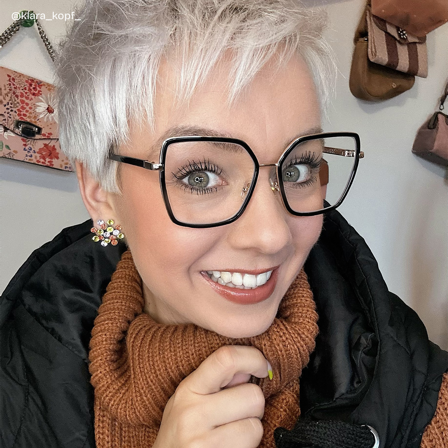 Olicia Schwarz Quadratisch TR90 Brille6