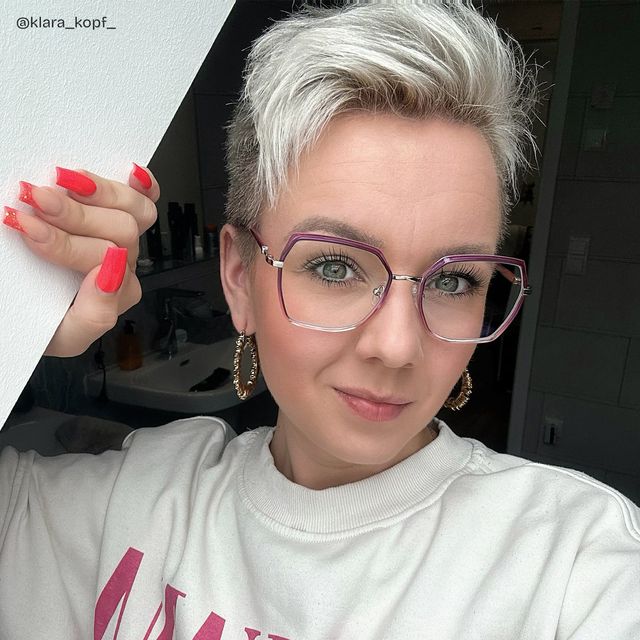 Burt Lila-Rosa Rechteckig Brille hover