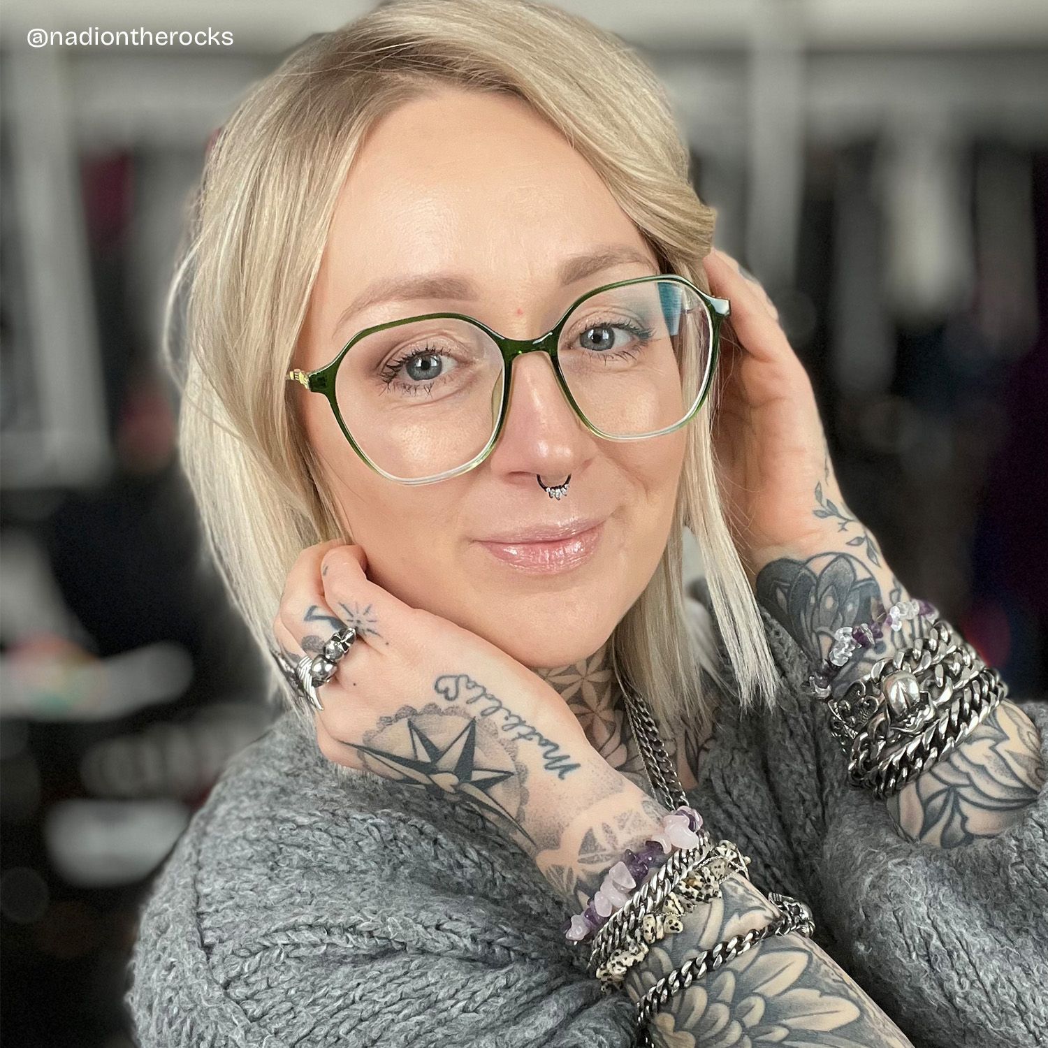 Kayee Grün Geometrisch Brille6