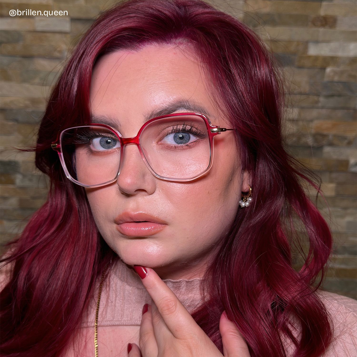 Payton Dunkelrosa Geometrisch Brille6