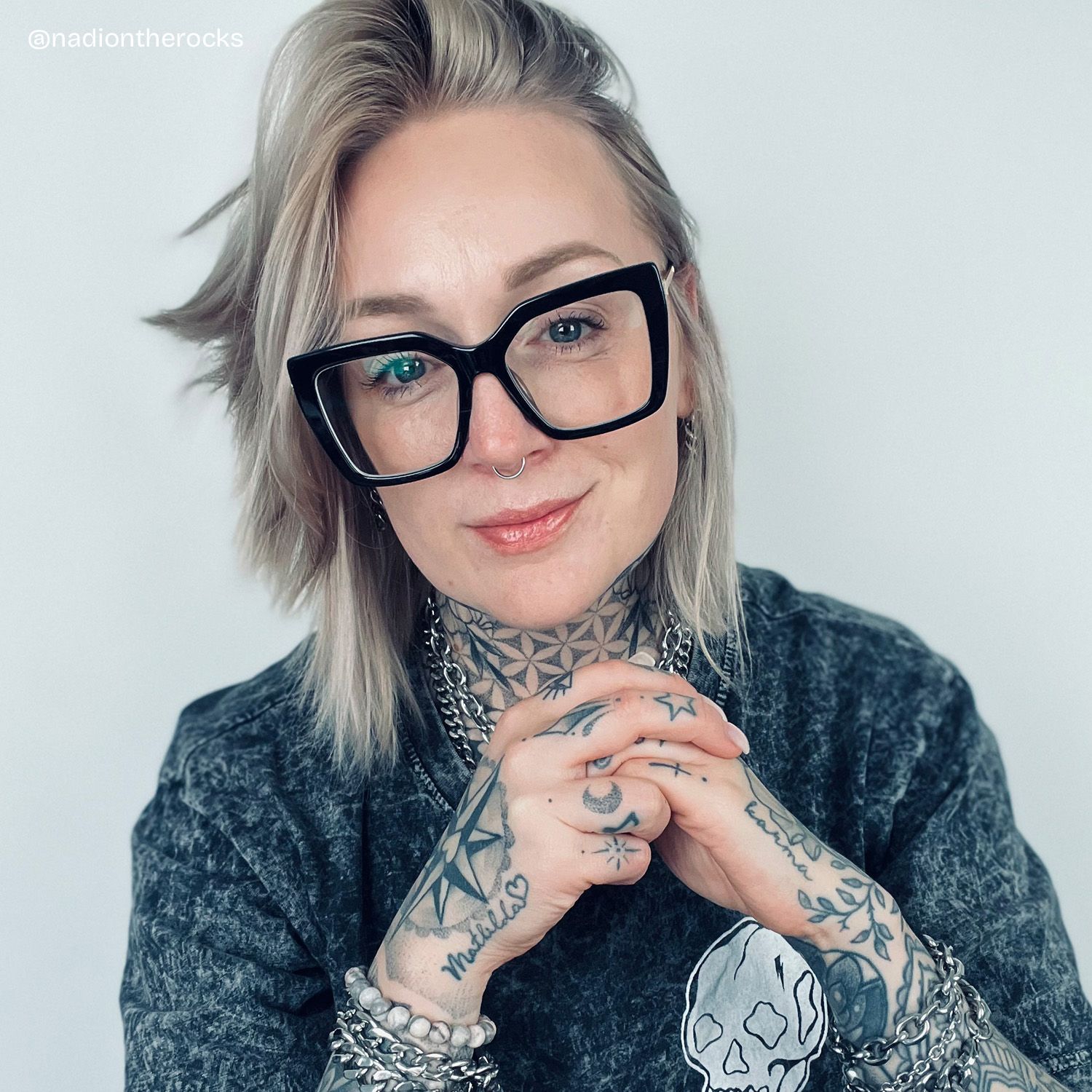 Flora Schwarz Quadratisch Brille7