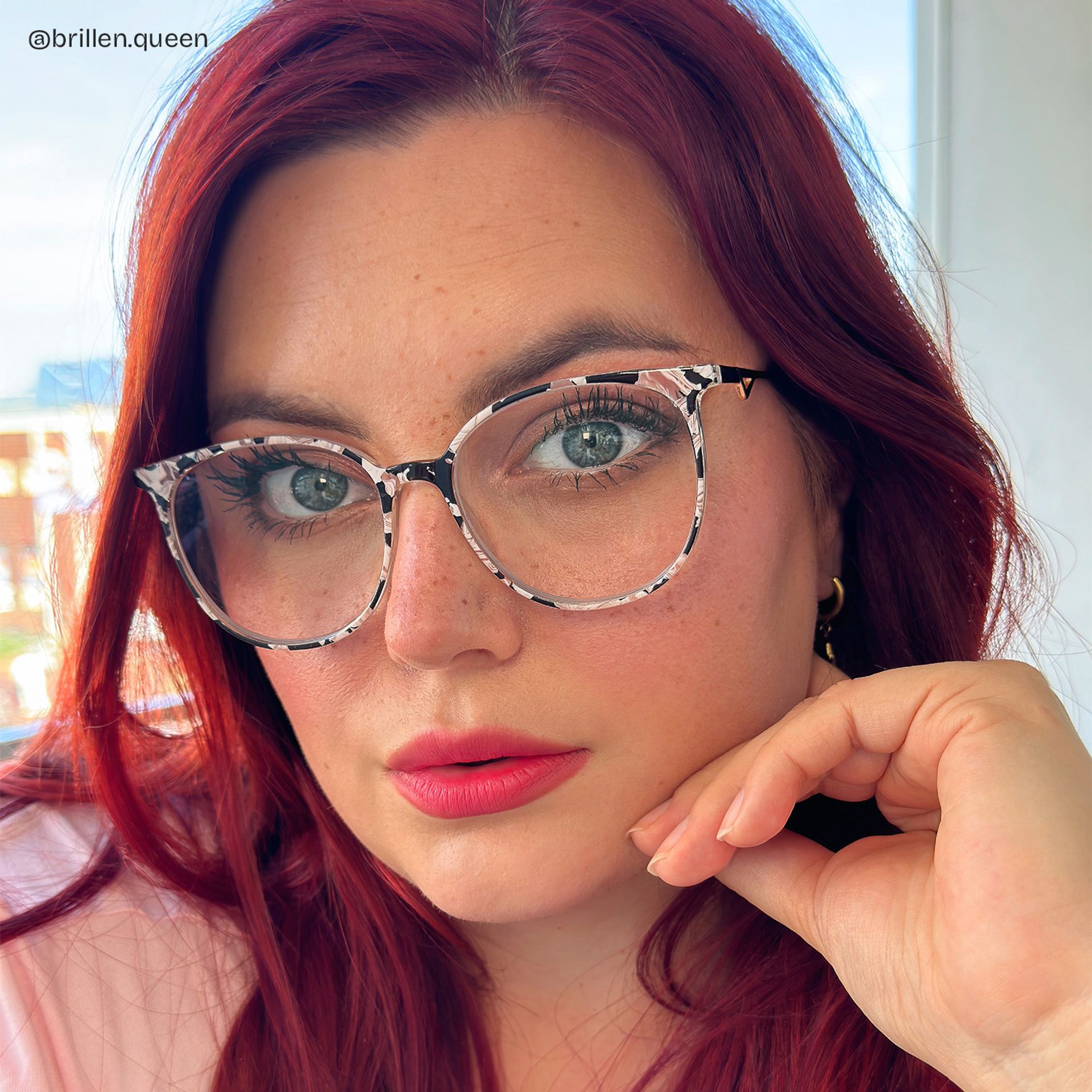 Babbage Blumendruck-Rosa Rund Brille9