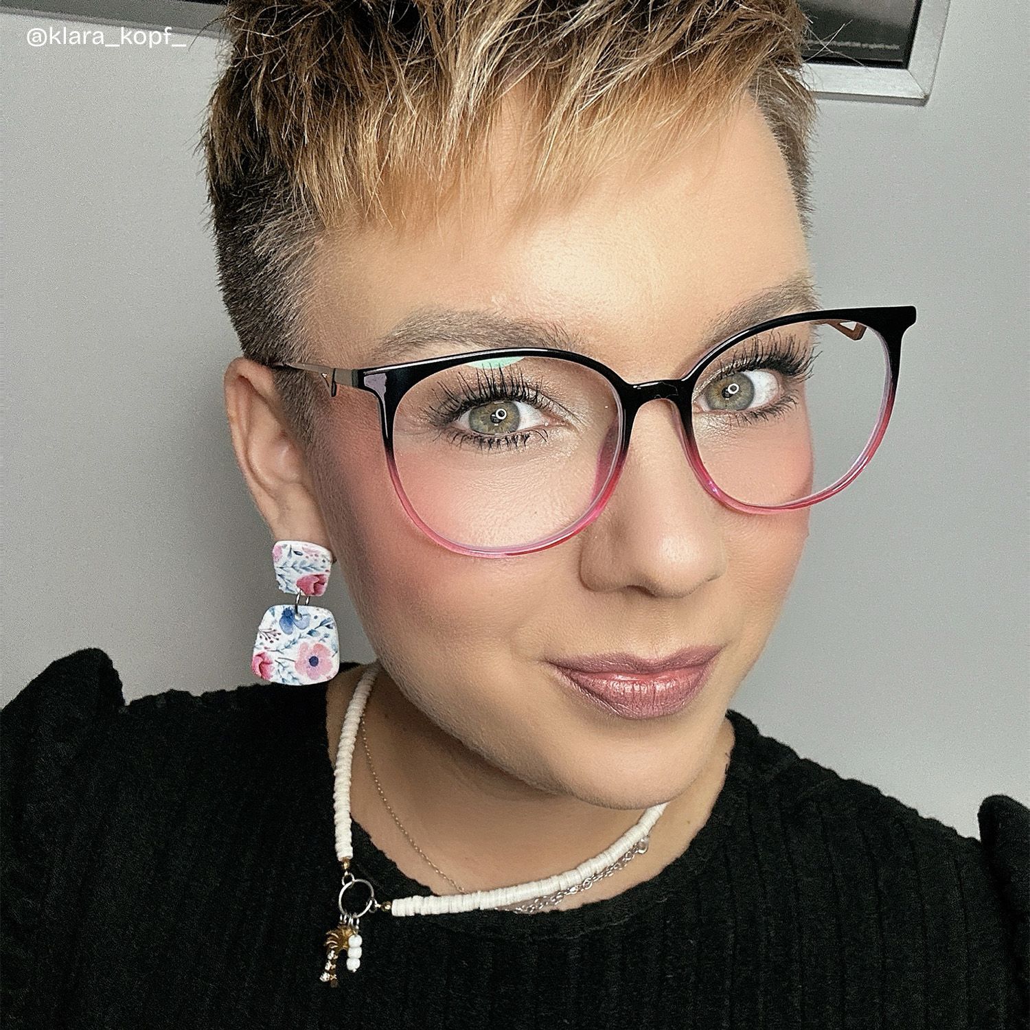 Babbage Schwarz-Lila Rund Gemischte Materialien Brille9