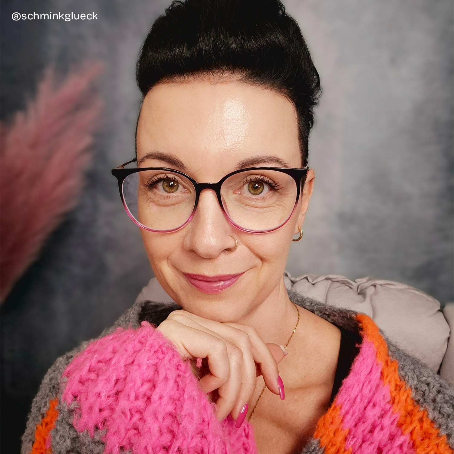 Babbage Schwarz-Lila Rund Gemischte Materialien Brille6