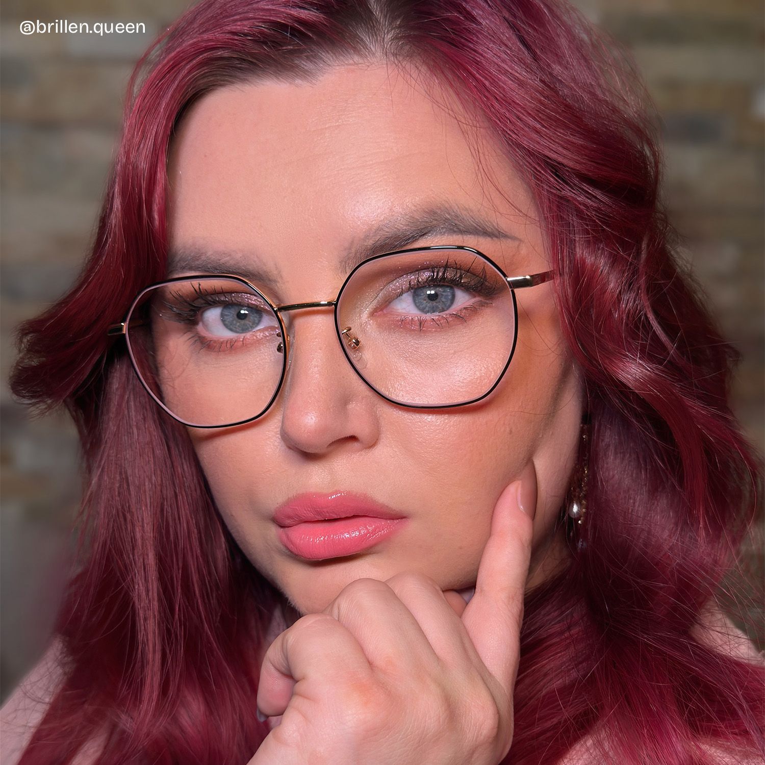 Lilly Rosa-Schwarz Geometrisch Brille7