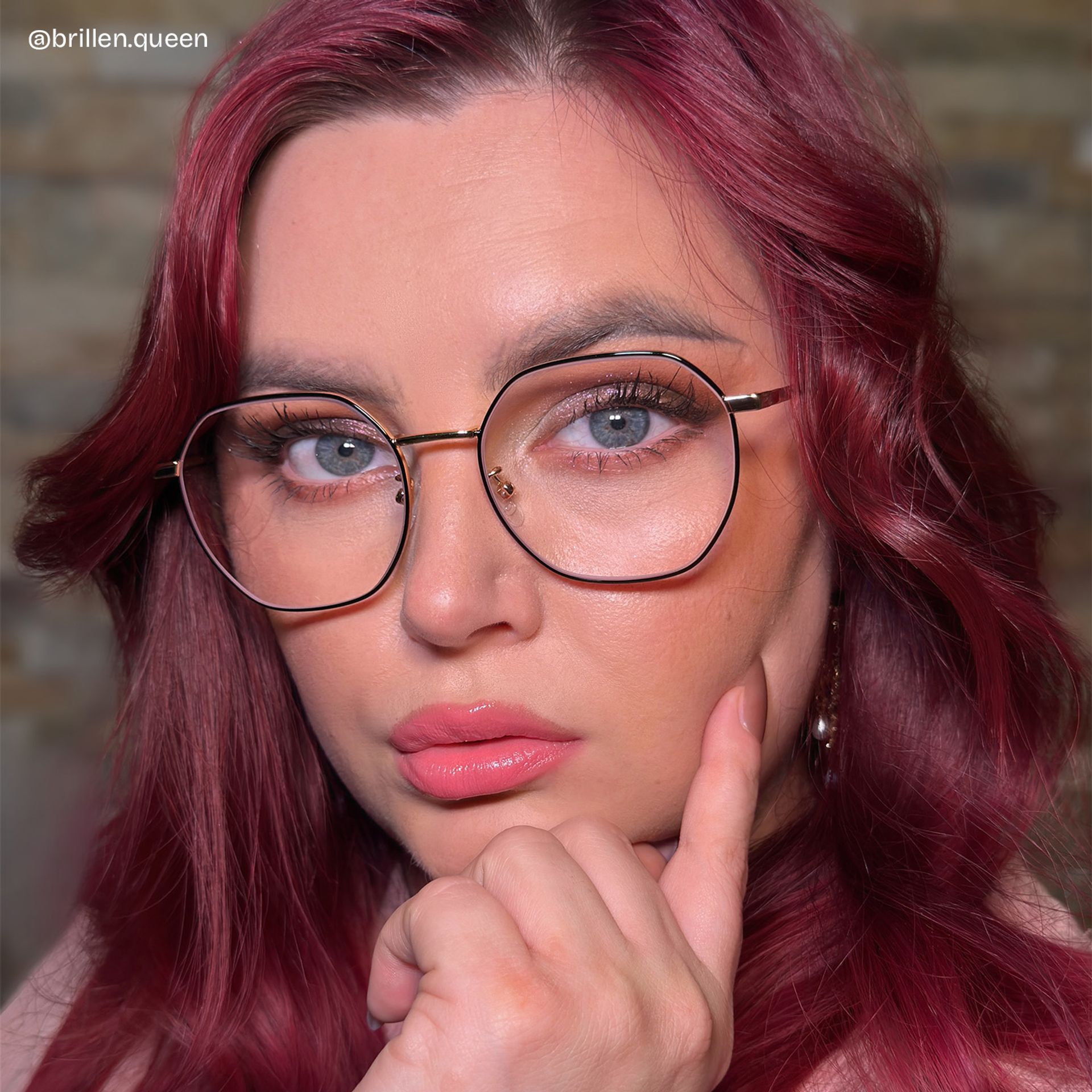 Lilly Rosa-Schwarz Geometrisch Brille7