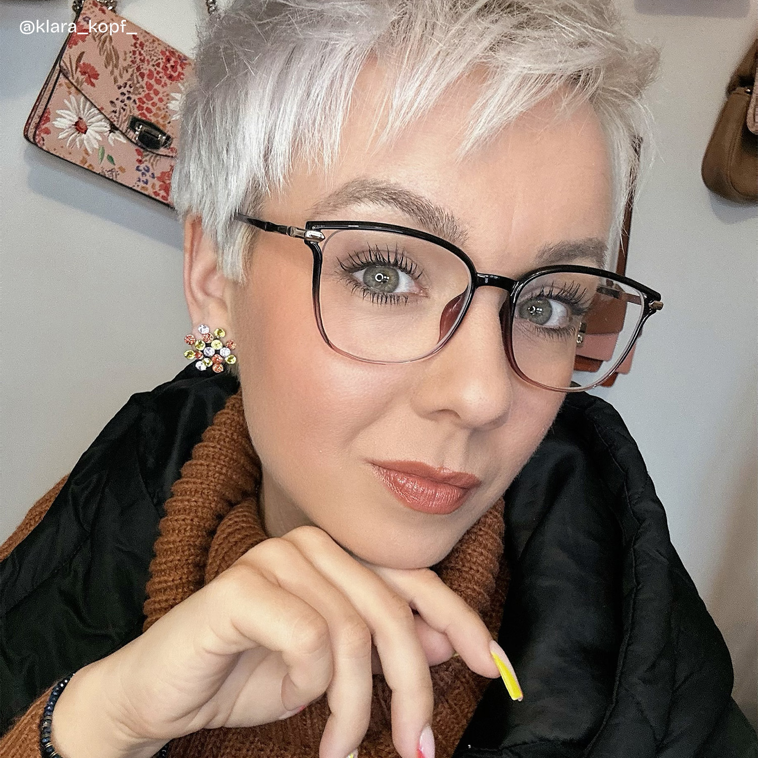 Mander Schwarz-Lila Quadratisch Brille7