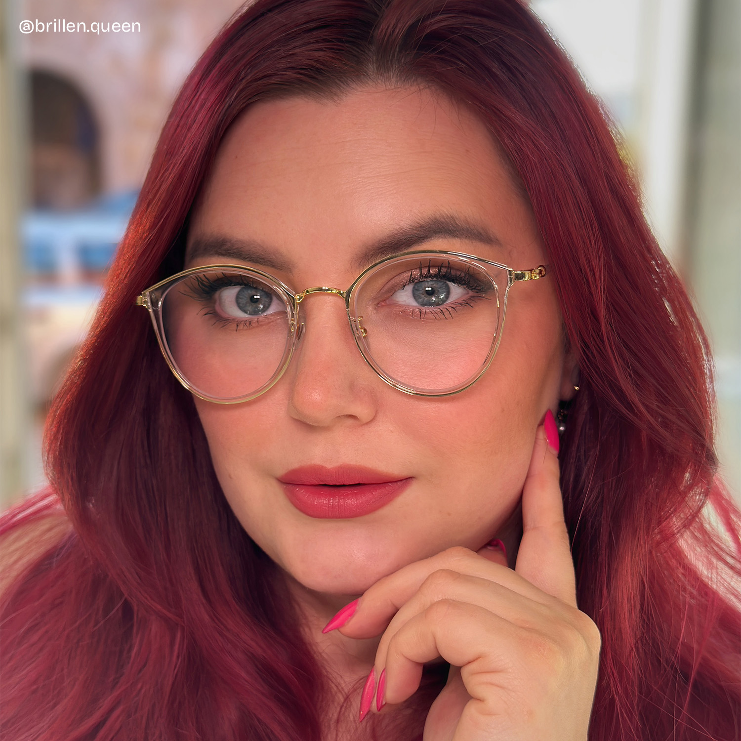Burt Blau-Rosa Rechteckig Brille6