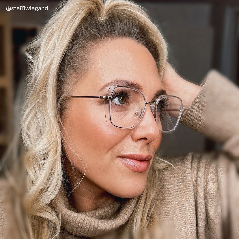 Natalee Gold Klar Quadratisch Brille