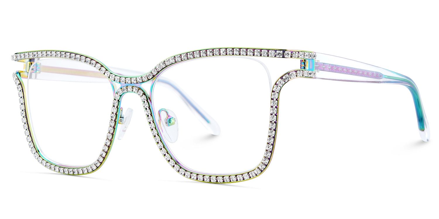 Shine Bunt Quadratisch Metall Brille4