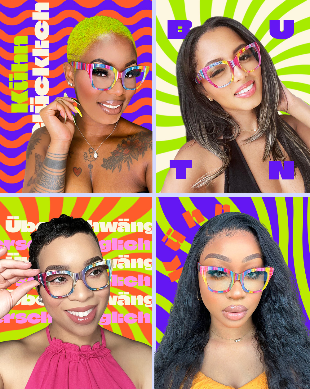 Nereyda Skittles Bunt Cateye Bonbon Brille
