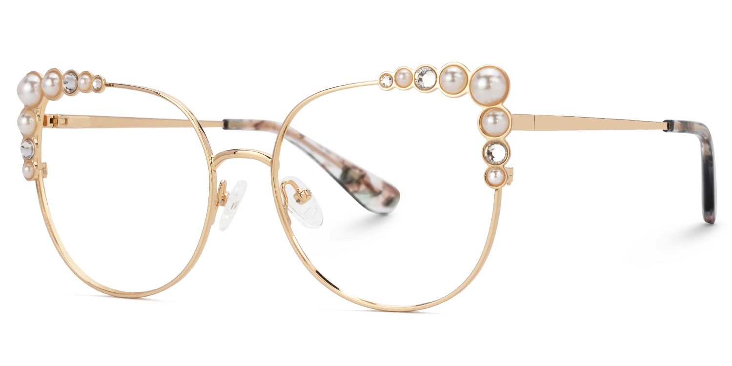 Wallice Gold Cateye Metall Brille2