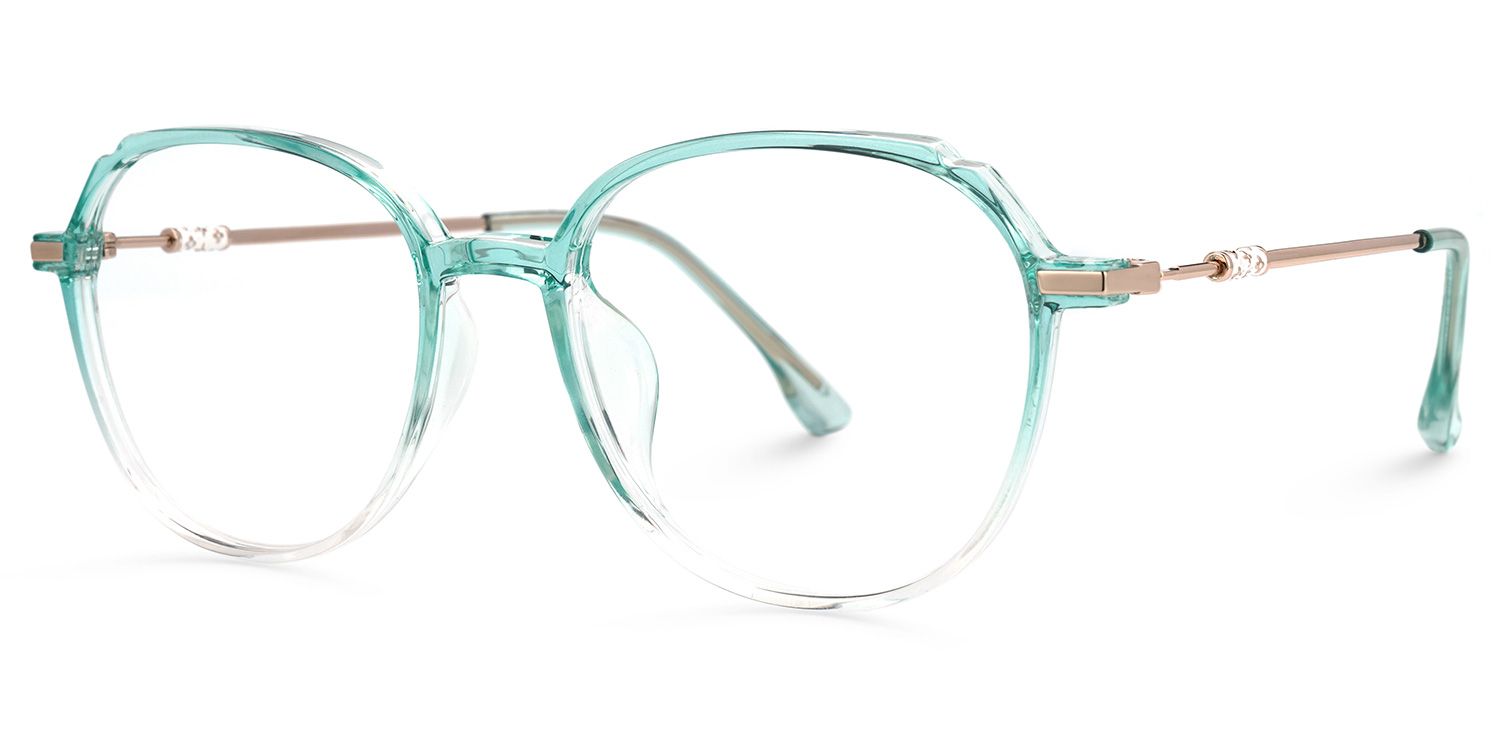 Mikaili Grün Klar Rund Brille1