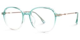 Mikaili Grün Klar Rund Brille1