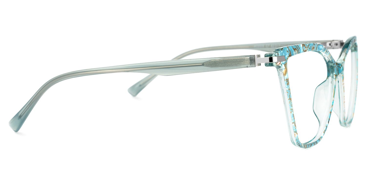 Fearghus Blumendruck-Blau Cateye Brille3