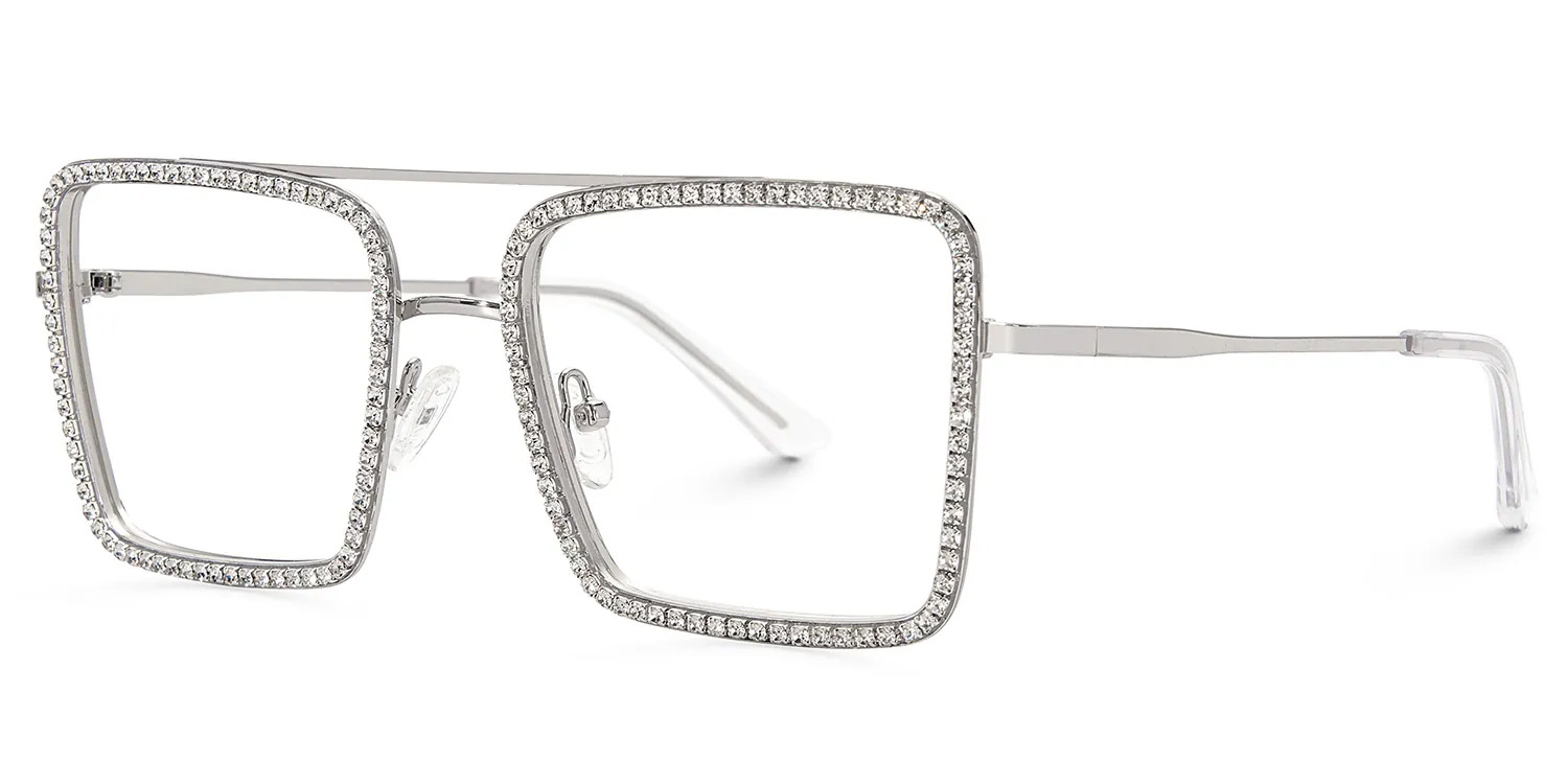 Diva Silber Quadratisch Brille3