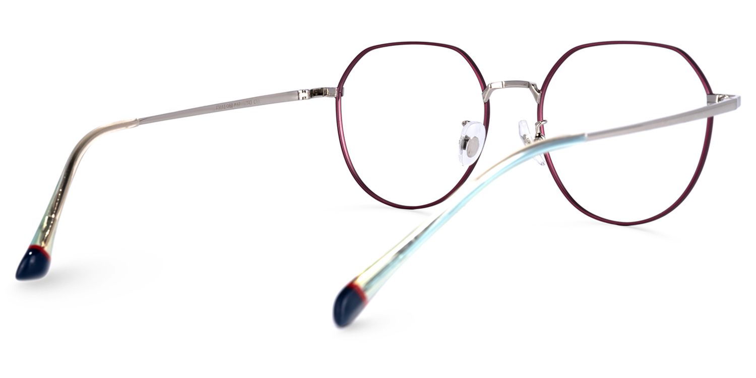 Sada Dunkelrot Geometrisch Brille3